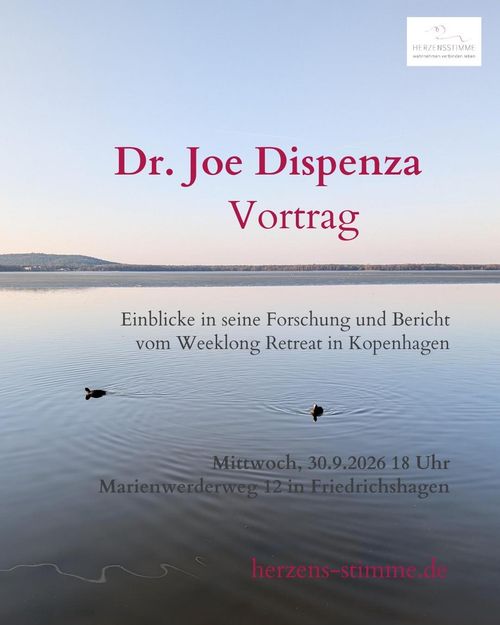 Flyer zum Vortrag über Dr. Joe Dispenza – Neurowissenschaft, Meditation und persönliche Erfahrungen